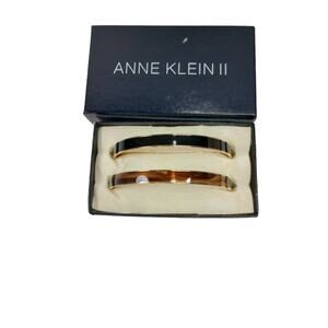 Anne Klein Bangle Fashion Bracelet Set Gold Black Brown NIB